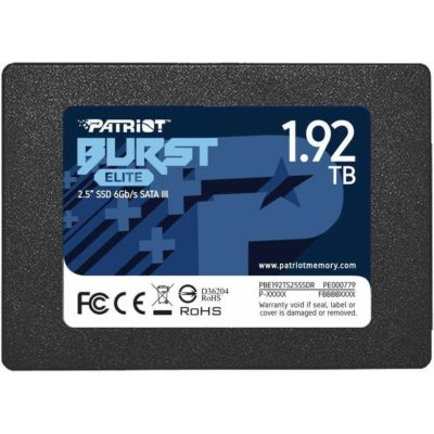 Твердотельный накопитель SSD 1920GB Patriot Burst Elite 2.5″ SATA III TCL 3D, Read/Write up 450/320MB/s, 40000 IOPS [PBE192TS25SSDR]