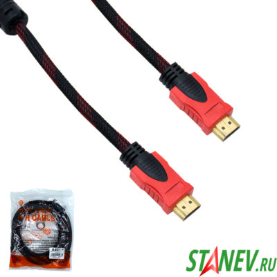 Интерфейсный кабель HDMI-HDMI с фильтром, сетка 1,5м