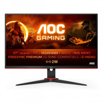 Монитор LCD 27″ AOC 27G2SPAE/BK,IPS,Black,1920×1080,80M:1,250cd/m2,178/178,1ms,165Hz, AMDFreeSyncPremium,LowBlueLight, VGA,2HDMI,DP,3,5mmJack,колонки 2×2Вт