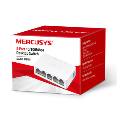 Сетевой коммутатор Mercusys MS105, 5-port 10/100Mbps, Desktop