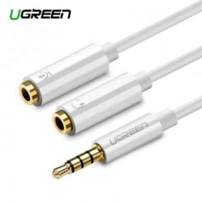 Аудиокабель UGREEN AV141 3.5mm male to 2 Female Audio Cable ABS Case, White