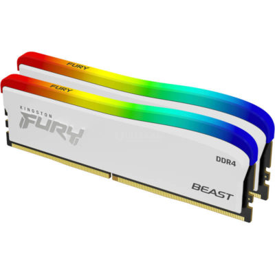 Оперативная память DDR4 16GB (2x8GB) PC-25600 (3200MHz) KINGSTON FURY BEAST WHITE RGB SE[ KF432C16BWAK2/16]