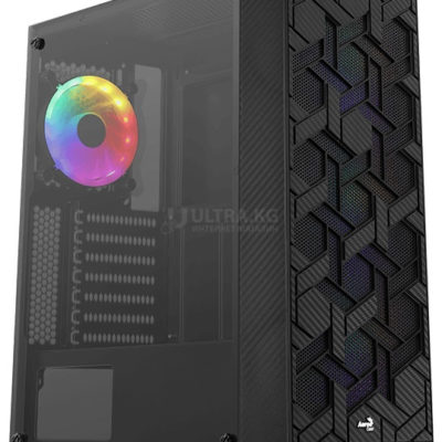 Корпус Aerocool Hive-G-BK-v3 ATX/MicroATX/miniITX, USB2*3.0/1*2.0, HD-Audio+Mic,Кулер 1*12см, FRGB ,CPU кулера до 157мм,VGA до 317мм (без радиатора),Окно из закаленного,200x440x300мм,Без Б/П,Чёрный