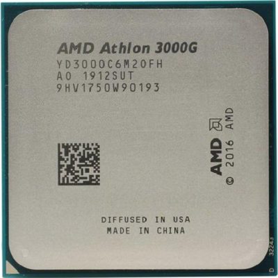 Процессор AMD Athlon 3000G, 3.5Gh(Max), AM4, 2C/4T, L2 1MB, L3 4MB, Radeon Vega 3 Graphics, 35W, OEM