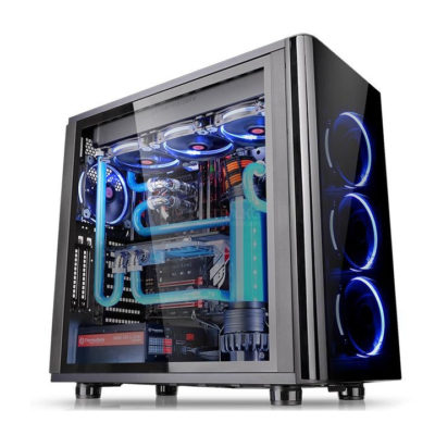 Корпус Thermaltake View 31, CA-1H8-00M1WN-00, ATX/Micro ATX/MiniITX, USB2*3.0/2*2.0,HDAud+Mic, Куллер 2*140мм LEDBlue, Высота CPU куллера до 180 мм, VGA до 420 мм, 3*3.5″, 497*250*511, Без Б/П, Чёрный