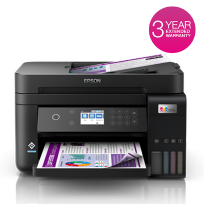 EPSON L6270 EcoTankA4 Wi-Fi Duplex All-in-One Ink Tank Printer with ADF, ЖК-дисплей,струйное МФУ, LCD, 33стр/мин, 4800x1200dpi, 4краски, USB2.0, ADF, WiFi, сетевой, двуст.печать / Apple AirPrint, Epson Connect, Epson Email Print (облачная печать), Epson iPrint, Epson Smart Panel, Mopria, Wi-Fi, USB 2.0, RJ-45, 2xRJ-11