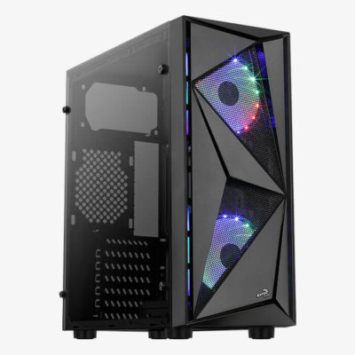 Корпус Aerocool Glider Cosmo-G-BK-v1, ATX/MicroATX,USB1*3.0/2*2,HDAudio+Mic, Кулер 2*12ARGB, Высота CPU кулера до157мм, Длина VGA до 325мм(без радиатора), 1*3.5″/4*2.5″, 203x440x411мм, БезБ/П, Чёрный