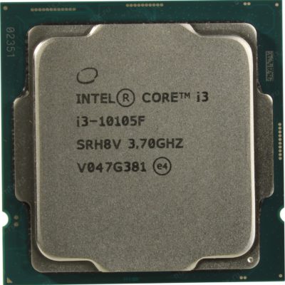 Процессор Intel Core i3-10105F, LGA1200, 3.7-4.4Hz, 6MB Cache L3, no VGA, EMT64,4 Cores + 8 Threads,Tray,Comet Lake