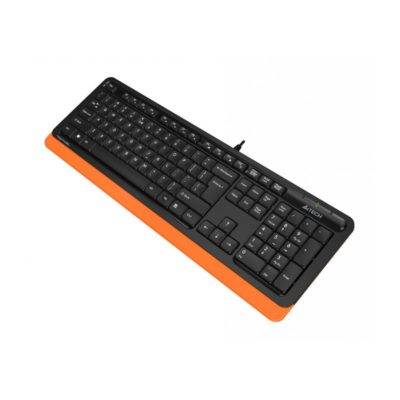 Клавиатура A4tech Fstyler FK-10-ORANGE, мембранная, 104btns, лазерная гравировка , высокая стойкость и долговечность, горячие клавиши,456x156x24, 1.5м, USB, Анг/Рус,Чёрный-Оранжевый