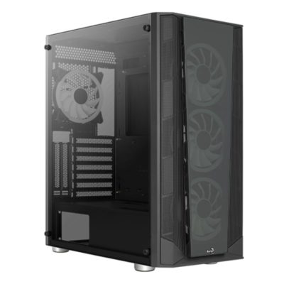 Корпус Aerocool Tomahawk-A-BK-v3, ATX/MicroATX, USB1*3.0/2*2.0,HD-Audio+Mic, 3xКулер 1*12см, Высота CPU кулера до 157 мм, Длина VGA до 324мм(без радиатора), 1*3.5″/3*2.5″,196×440.5×399мм,БезБ/П,Чёрный