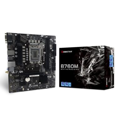 Матплата Biostar B760MX2-E, LGA1700, Intel B760, 2xDDR5 PC48000, 1xPCI-E16X, 1xPCI-E1x, Sound8Ch, GBLAN, 4SATA+M.2, RAID, mATX, 4USB3.2+8USB2.0, VGA, HDMI, DVI, WiFi slot