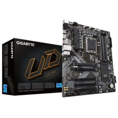 Матплата Gigabyte B760 DS3H, LGA1700, Intel B760, 4xDDR5 PC60800, 5xPCI-E 3.0×16, Sound8Ch, GLAN, 4SATA+2M.2, RAID, ATX, 5USB3.2+8USB2.0, HDMI, DP