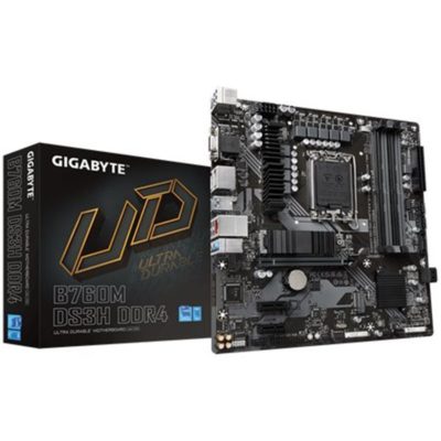 Матплата Gigabyte B760M DS3H DDR4, LGA1700, Intel B760, 4xDDR4 PC42600, 1xPCI-E 3.0×16, 2xPCI-E 3.0×1, Sound8Ch, GLAN, 4SATA+2M.2, RAID, mATX, 6USB3.2+6USB2.0, VGA, HDMI, 2xDP