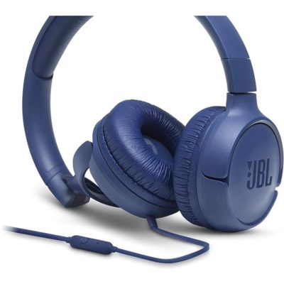 Наушники с микрофоном JBL Headphones T500 Wired, Дуговые, 3.5mm MiniJack, 20Hz-20kHz, 100dB/-42dB, Длина кабеля 1.2 м, Pure Bass, Голубой[JBLT500BLU]