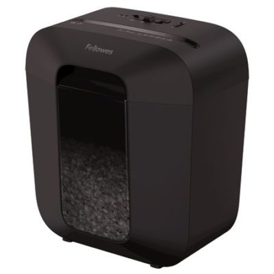 Шредер Fellowes POWERSHRED LX25M Уровень секретности P-4, Фрагмент 4х12 мм, Подача 5(30) лист, Ёмкость корзины 11,5 л, Уничтожение скоб, скрепок, пл. карт, Чёрный