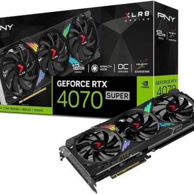 Видеокарта PNY GeForce RTX 4070 SUPER XLR8 DLSS 3 PCI-e 4.0. 12GB GDDR6X/192 bit. 1980MHz. 3*DP. 1*HDMI. Tripple Fan [VCG4070S12TFXXPB1-O]