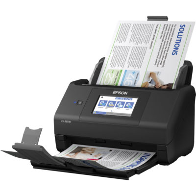 Протяжной сканер документов Epson WorkForce ES-580W Wireless (CIS, A4 Color, 600dpi, 35ppm, 70ipm, DADF-100 page, duplex, 30-bit input/ 24-bit output, Wi-Fi, NFC, USB3.0, Black)