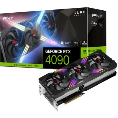 Видеокарта PNY GeForce RTX 4090 OC XLR8 Gaming VERTO EPIC-X RGB Triple Fan 24GB GDDR6X, 384bit, 3xTriple Fan DLSS 3, RGB Lighting, DirectX 12 Ultimate, Vulkan RT API 1.3, OpenGL 4.6, HDMI 2.1a, 3xDisplayPort 1.4a, PCI-Express 4.0 x16 (VCG409024TFXXPB1-O)