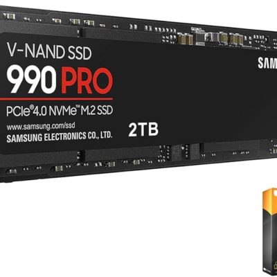 SAMSUNG 990 PRO SSD 2TB PCIe 4.0 M.2 2280 Internal Solid State Hard Drive, Seq. Read Speeds Up to 7450/6900 MB/s for High End Computing, Gaming, and Heavy Duty Workstations, MZ-V9P2T0B/AM