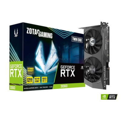 Видеокарта RTX 3060 ZOTAC GAMING GeForce RTX 3060 Twin Edge 12GB GDDR6, Engine clock 1777MHz, Memory clock 15Gbps, 192Bit, 3xDP, HDMI [ZT-A30600E-10M]