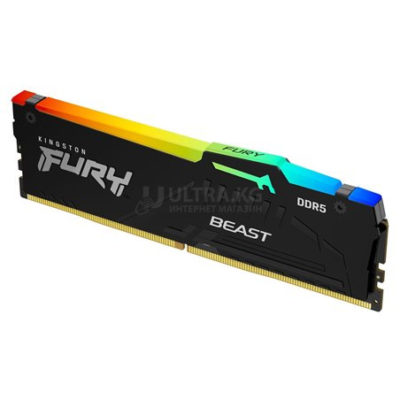 Оперативная память DDR5 16GB PC-41600 (5200MHz) KINGSTON FURY BEAST RGB BLACK KF552C40BBA-16