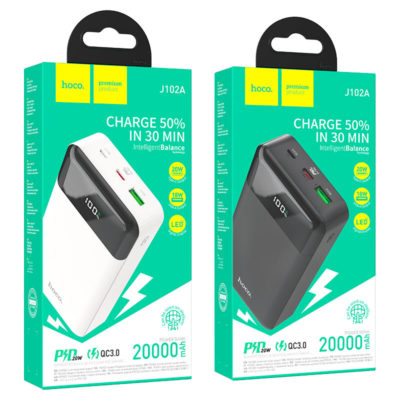 Power Bank HOCO J102A Cool figure PD20W+QC3.0 power bank (20000mAh), input: microUSBx1 Type-Cx1, output: USBx2, white