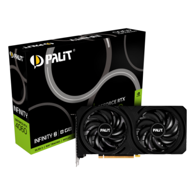 VGA Card PALIT GeForce RTX 4060 INFINITY 2 8GB GDDR6 128bit 2xFan 3DP+HDMI (NE64060019P1-1070L)