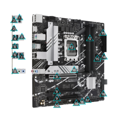 M/B LGA1700 ASUS PRIME B760M-A D4-CSM/4xDDR4/1xPCIe4.0/2xM.2/4xSATA/4xUSB2.0/2xUSB3.2/DP+2xHDMI/mATX/Aura-RGB