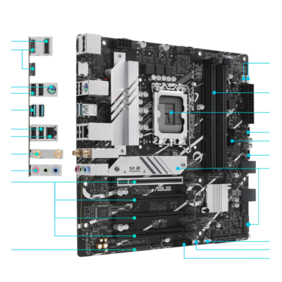 M/B LGA1700 ASUS PRIME B760M-A WIFI/4xDDR5/1xPCIe4.0/2xM.2/4xSATA/4xUSB2.0/2xUSB3.2/Intel® WiFi 6 Module/DP+2xHDMI/mATX/Aura-RGB