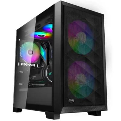 Корпус PC Cooler C3 D310 ARGB BK mATX 2xUSB 3.0, HDAudio, 3×2,5″ SSD, 2×3,5″ HDD, 2x120mm ARGB FAN, Tempered Glass, 406x220x410mm, Black