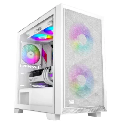 Корпус PC Cooler C3 D310 ARGB WH mATX 2xUSB 3.0, HDAudio, 3×2,5″ SSD, 2×3,5″ HDD, 2x120mm ARGB FAN, Tempered Glass, 406x220x410mm, White