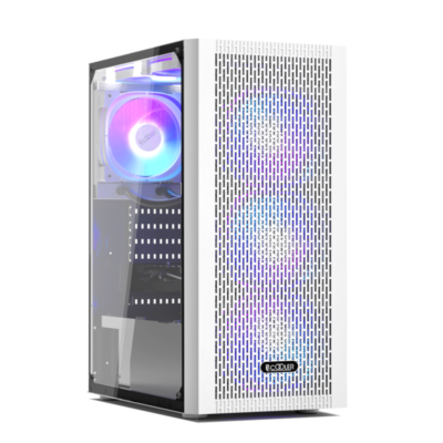 Корпус PC Cooler MA100 MESH WH ATX 1xUSB 3.0, 2xUSB 2.0, HDAudio, 2×2,5″ SSD, 2×3,5″ HDD, 3*120mm Front RGB FAN,Tempered Glass, 360x200x446mm, White