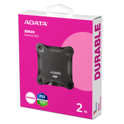 External SSD ADATA SD620 2TB USB 3.2 Gen2 Read up: 520MB/s /Write up: 460MB/s Black